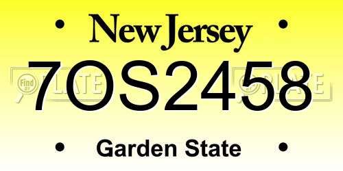 7OS2458 New Jersey License Plate