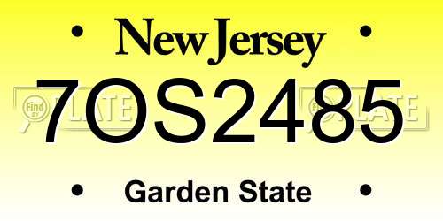 7OS2485 New Jersey License Plate