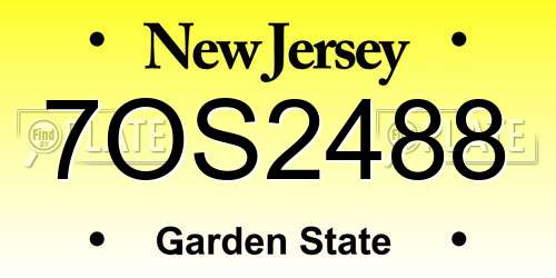 7OS2488 New Jersey License Plate
