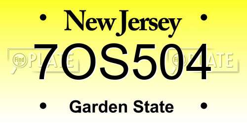 7OS504 New Jersey License Plate