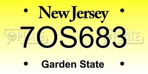 7OS683 New Jersey License Plate