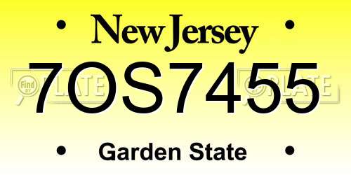 7OS7455 New Jersey License Plate