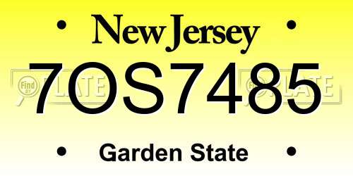 7OS7485 New Jersey License Plate