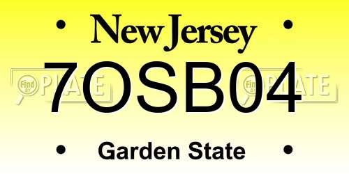 7OSB04 New Jersey License Plate