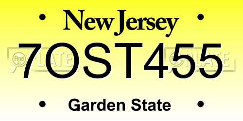 7OST455 New Jersey License Plate