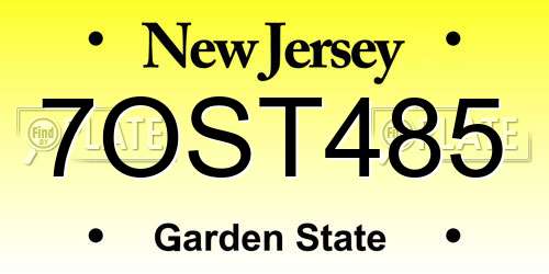 7OST485 New Jersey License Plate