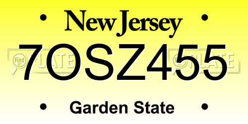 7OSZ455 New Jersey License Plate
