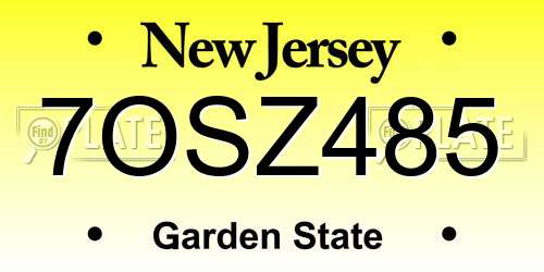 7OSZ485 New Jersey License Plate