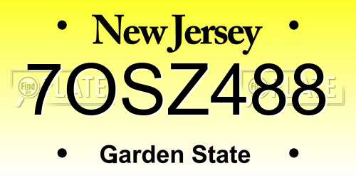 7OSZ488 New Jersey License Plate