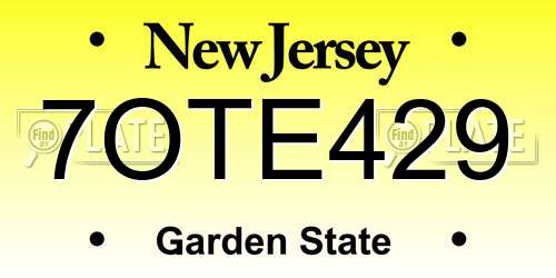 7OTE429 New Jersey License Plate
