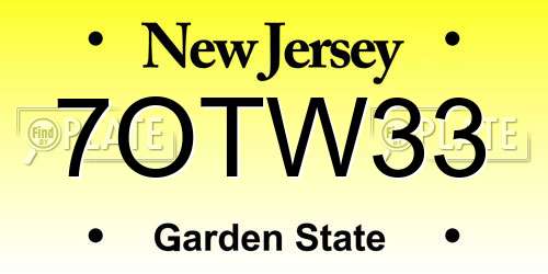 7OTW33 New Jersey License Plate