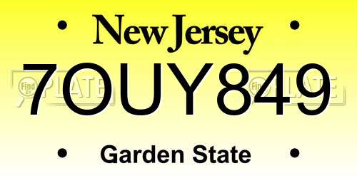 7OUY849 New Jersey License Plate