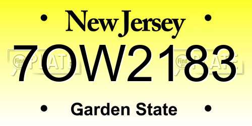7OW2183 New Jersey License Plate