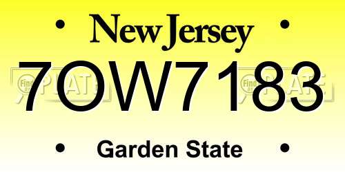 7OW7183 New Jersey License Plate