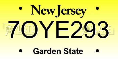 7OYE293 New Jersey License Plate