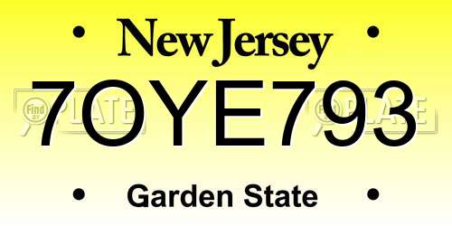 7OYE793 New Jersey License Plate