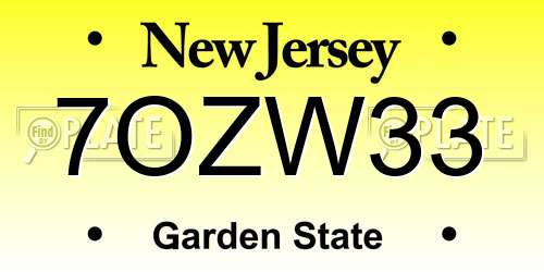 7OZW33 New Jersey License Plate