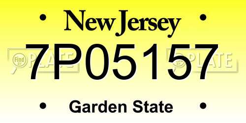7P05157 New Jersey License Plate