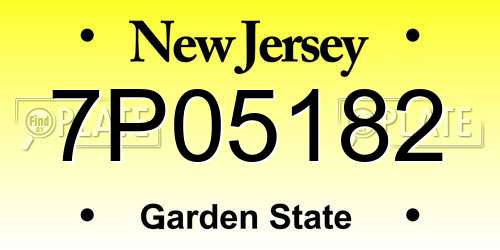 7P05182 New Jersey License Plate