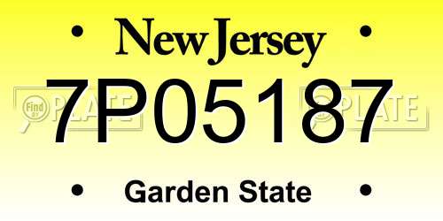 7P05187 New Jersey License Plate
