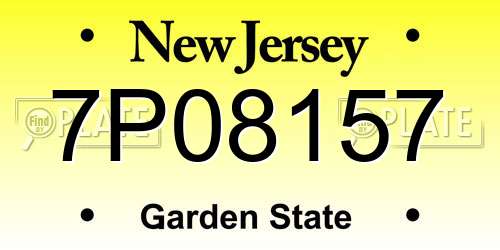 7P08157 New Jersey License Plate