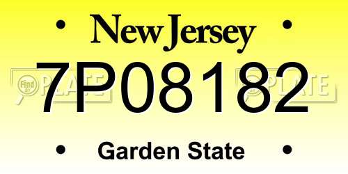 7P08182 New Jersey License Plate