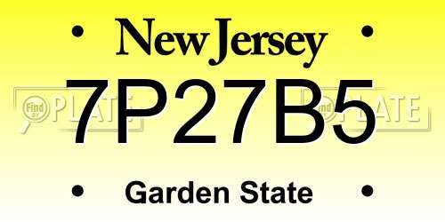 7P27B5 New Jersey License Plate