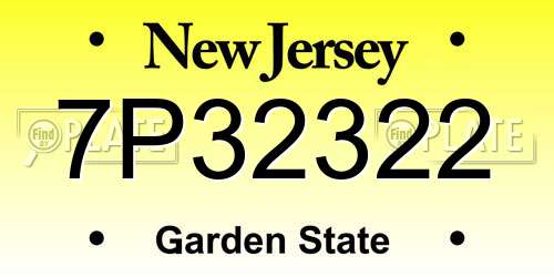 7P32322 New Jersey License Plate