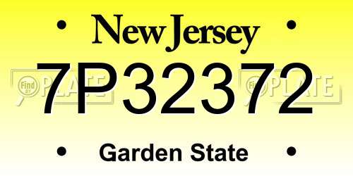 7P32372 New Jersey License Plate