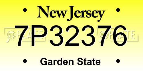 7P32376 New Jersey License Plate