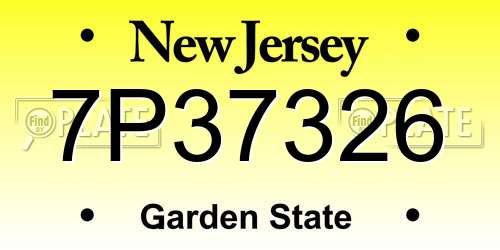 7P37326 New Jersey License Plate