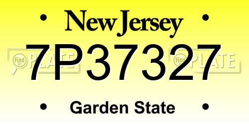 7P37327 New Jersey License Plate