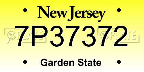 7P37372 New Jersey License Plate