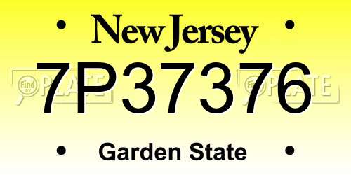 7P37376 New Jersey License Plate
