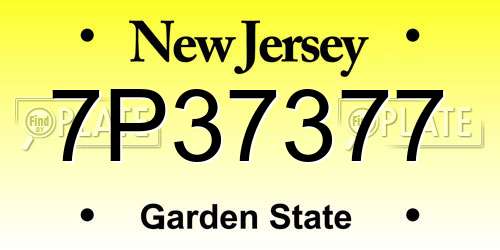 7P37377 New Jersey License Plate