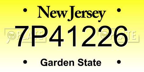 7P41226 New Jersey License Plate