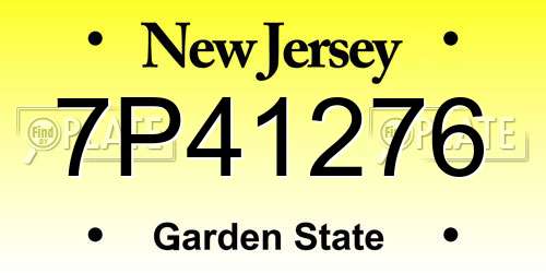 7P41276 New Jersey License Plate