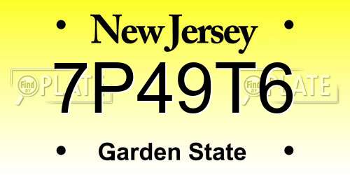 7P49T6 New Jersey License Plate