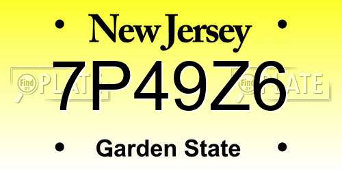 7P49Z6 New Jersey License Plate
