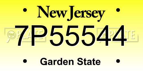 7P55544 New Jersey License Plate