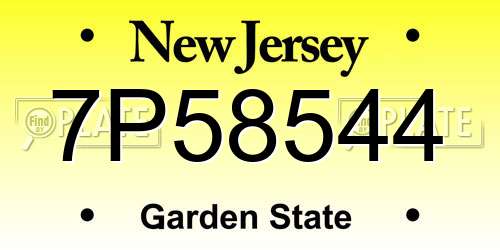 7P58544 New Jersey License Plate