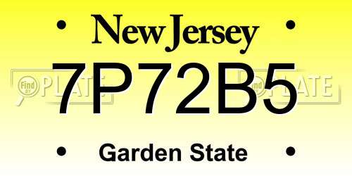 7P72B5 New Jersey License Plate