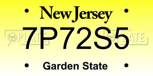 7P72S5 New Jersey License Plate