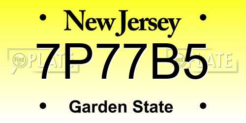7P77B5 New Jersey License Plate