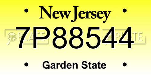 7P88544 New Jersey License Plate