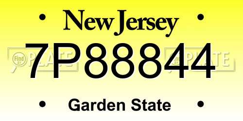 7P88844 New Jersey License Plate