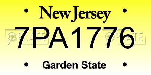 7PA1776 New Jersey License Plate