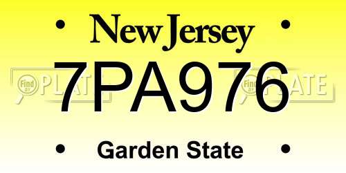 7PA976 New Jersey License Plate