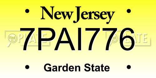 7PAI776 New Jersey License Plate