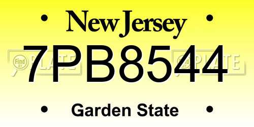 7PB8544 New Jersey License Plate